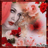 Mujer,rosas ..y amor.!! - GIF animado gratis