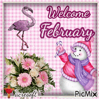 Welcome February Greeting Card Image - GIF animé gratuit