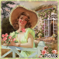 Vintage Woman animovaný GIF