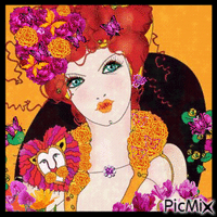 floral lady - 無料のアニメーション GIF