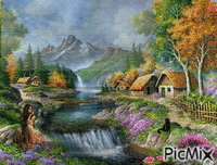деревня в горах - 無料のアニメーション GIF