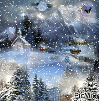 paysage sous la neige - Безплатен анимиран GIF
