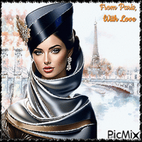 From Paris With Love. Autumn, woman, animovaný GIF