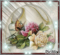Üveg vázában rózsa . - Free animated GIF