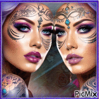 Concours : Deux visages de femmes tatouées GIF animé