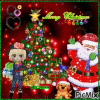 MERRY CHRISTMAS WITH SANTA CLAUS BY ALINE SOPHIE GIF animado