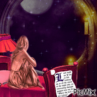 lady looking at the stars GIF animé