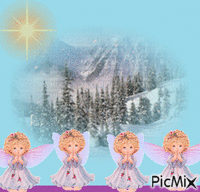 čtyři andílci animovaný GIF