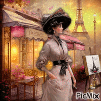 Vintage-Frau in Paris - 無料のアニメーション GIF