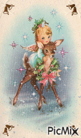 Baby angel and baby deer - Бесплатни анимирани ГИФ