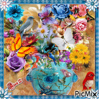 Floral Collage - GIF animé gratuit