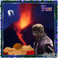 Le volcan en éruption - GIF animé gratuit