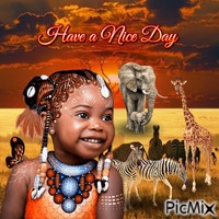 Have a Nice Day Little African Girl - GIF animé gratuit