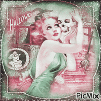 Halloween woman vintage - GIF animé gratuit