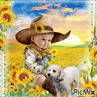 Un(e) enfant avec des fleurs - Free animated GIF