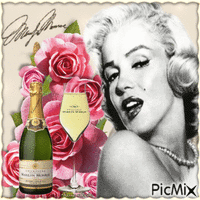 Concours :   Marilyn Monroe & Champagne - Darmowy animowany GIF