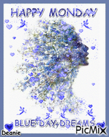 HAPPY MONDAY BLUE DAY DREAMS - GIF เคลื่อนไหวฟรี