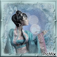 geisha bleu - Безплатен анимиран GIF