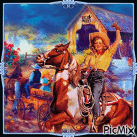 cowgirl et cheval - GIF animé gratuit