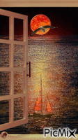 Una gaviota en la noche анимиран GIF