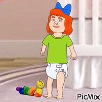 Baby and worm animovaný GIF