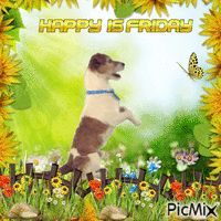 Feliz viernes con perrito - GIF animé gratuit