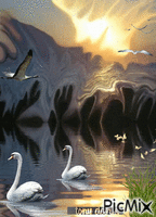 SUN SEA LOVE  original backgrounds, painting,digital art by tonydanis - 無料のアニメーション GIF