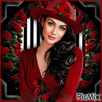 Brunette and Roses-RM-09-26-23 - Gratis animeret GIF