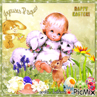 Joyeuses Pâques mes amis  _ Happy Easter  my friends - GIF animé gratuit