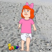Baby and Inch at beach animēts GIF