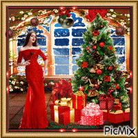 Natal em vestido de noite Vermelho