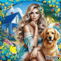 Spring in yellow and blue animált GIF