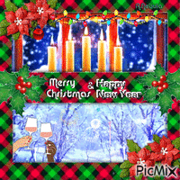 Merry Christmas&Happy New Year animerad GIF