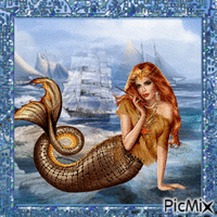Sirena en la PLAYA - Nemokamas animacinis gif