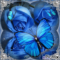 Papillon bleu - Animovaný GIF zadarmo