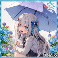 Rain, rain go away.... Manga girl - Free animated GIF