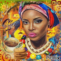 Africa woman coffee - Free animated GIF