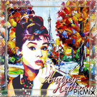 Audrey Hepburn in autumn in Paris