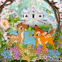 Bambi and Faline in Spring - Free animated GIF