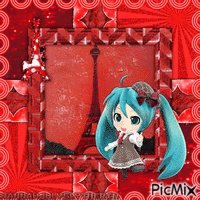 ♦♪♦Miku Hatsune in Paris in Red♦♪♦ - Free animated GIF