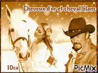 Cheveux d'or et cheval blanc geanimeerde GIF