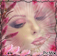 visage de femme rose animovaný GIF