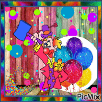 Contest: Friendly colorful clown GIF animado