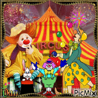 les clowns au cirque ! - Free animated GIF