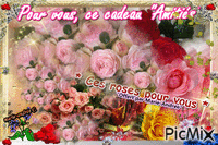 * Roses -- " Cadeau Amitiés " . animowany gif