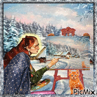 Un tableau dans la neige - Бесплатни анимирани ГИФ
