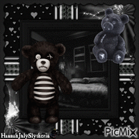 {♠}Gothic Black Teddy Bear{♠} Gif Animado