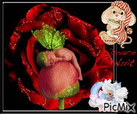 dors un bébé au milieu d'une rose animerad GIF