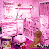 Painted baby in nursery animovaný GIF