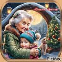 Grand-mère et petit-enfant - Nouvel an. - png gratis